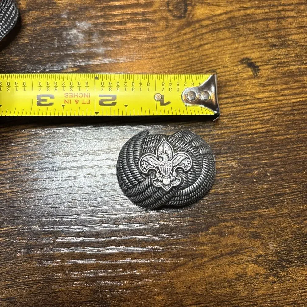Vintage Boy Scouts America Neckerchief Slide Silvertone Eagle Emblem Fastener